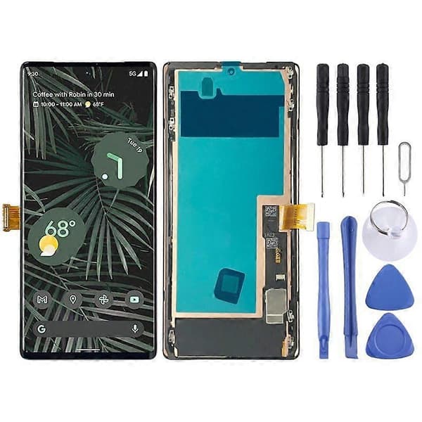 OLED Material LCD-skärm med ram för Google Pixel 6 Pro G8VOU - För Google Pixel 6 Pro