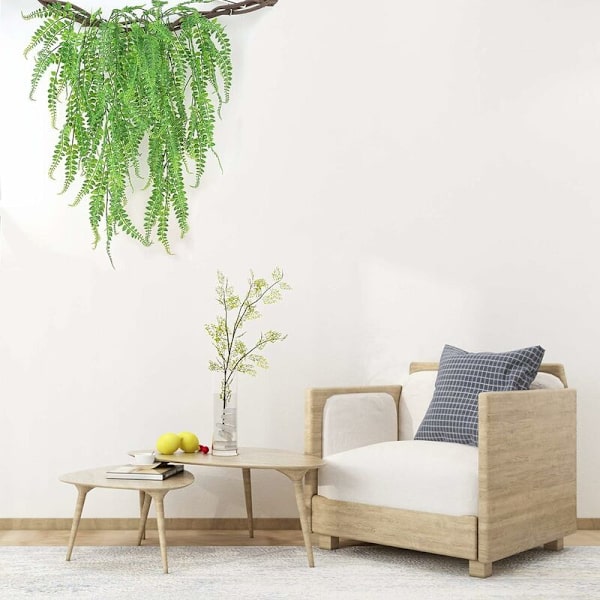 2 stk simulering grøn plante persisk blad væghængende plast rattan blomster og planter dekoration til hjem og have d