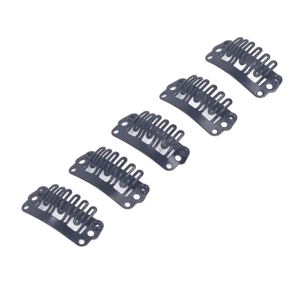 100 stk. 2,3 cm U-formede parykclips 6 tænder rustfrit stål sorte hårforlænger-tilbehør snap-hårclips