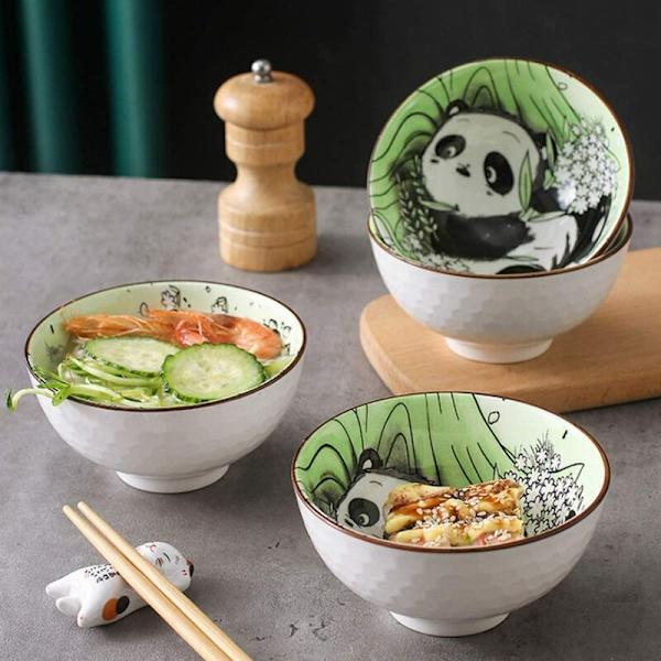 Set 2 posliinista panda-tyyppistä murokulhoa, salaattikulho, hedelmäkulho, murokulho, jälkiruokakulho, välipalakulho, kulho chille