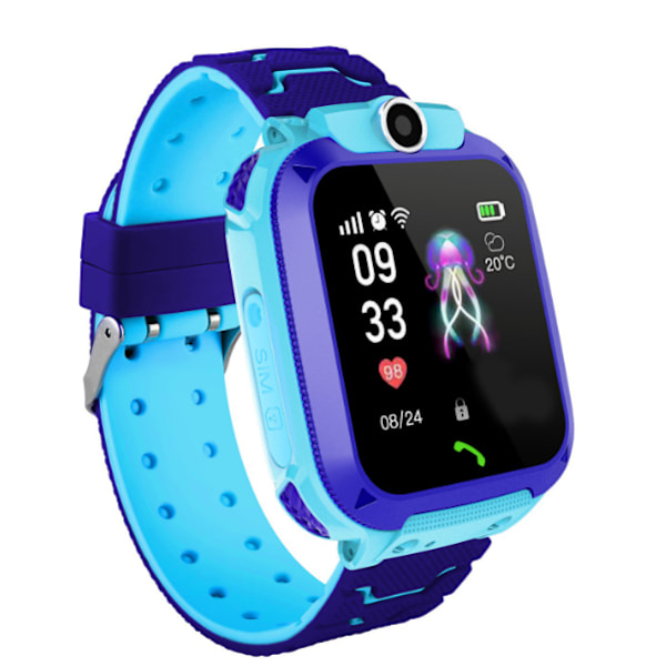 Børne Smart Watch Vandtæt Telefon Tracker Ur (Engelsk Blå),