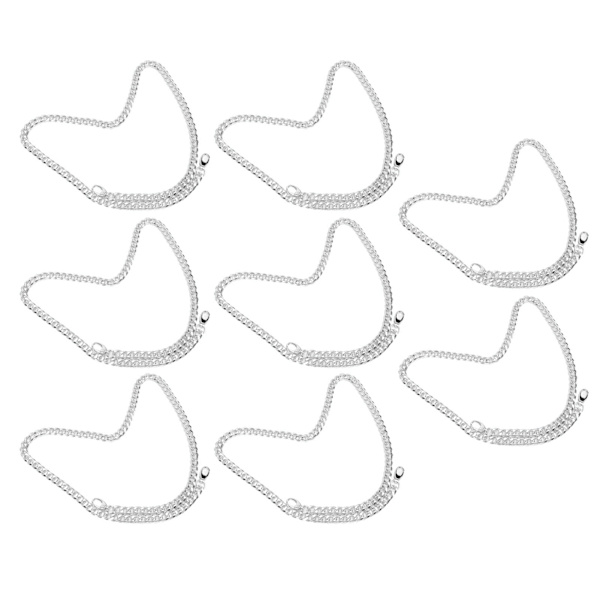 1 meter DIY dekorativ hantverkskedja med 8-sidig fräst oval spänne för smyckestillverkning - set med 8 stycken, silver