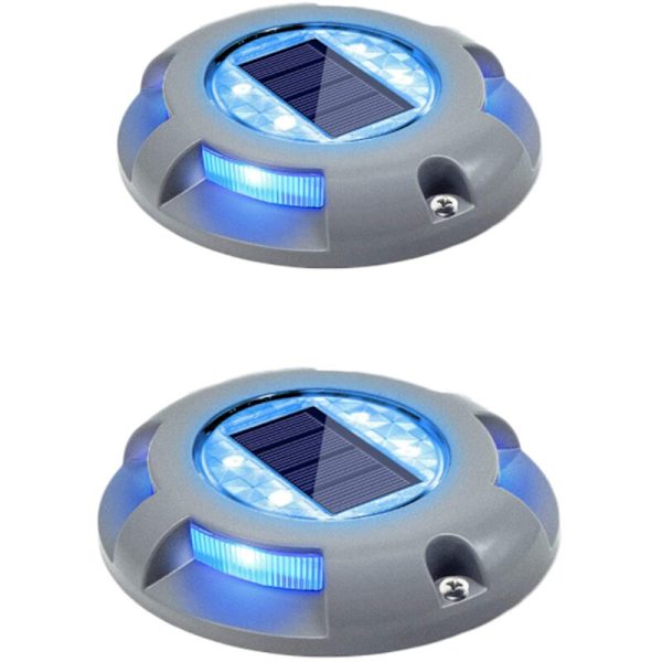 Solar Deck Lights Indkørsel Solar Lamp Udendørs LED Vandtæt lys til haven Dock Pathway Yard 2 Pack (blå)