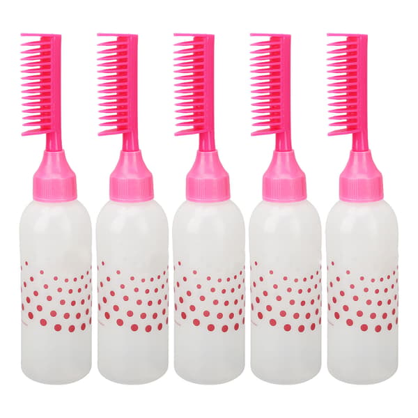 5-delars hårfärgningsflaskor Root Touch Up Applikator Färgdispenser Rosa flaskor med graderad skala