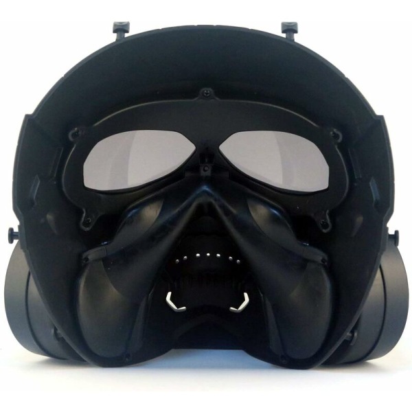 Paintballmaske Ventilert beskyttende Airsoft-maske med dobbel turbovifte svart