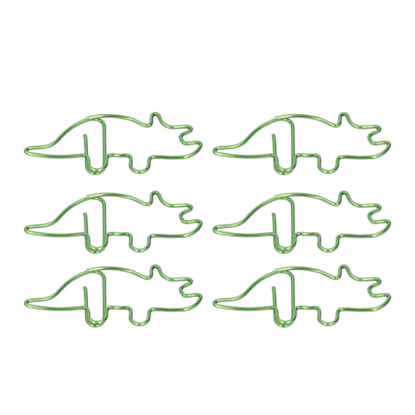 100 stk. Cyan Triceratops-formede papirclips - Metalclips til kontorbrug, perfekt til filorganisering