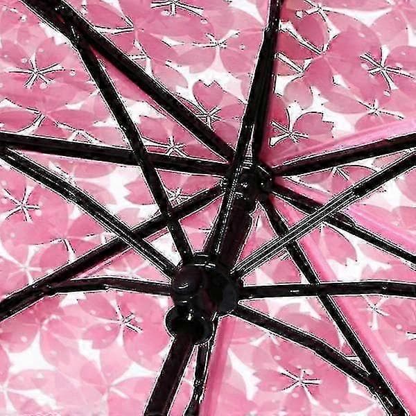 Transparent Klart Paraply Körsbärsblom(Rosa)
