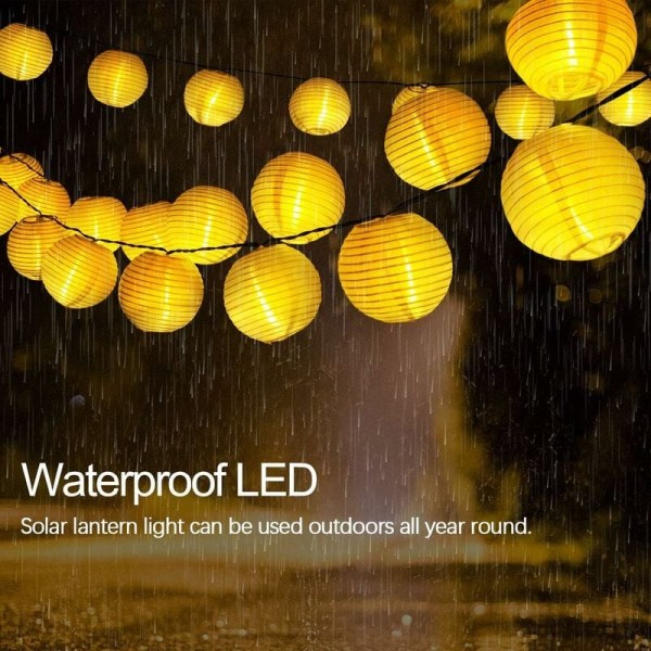 Utendørs LED Lantern Solar String Lights (6,5 m 30 hvite lanterner)，for innendørs og utendørs, feriedekorasjon