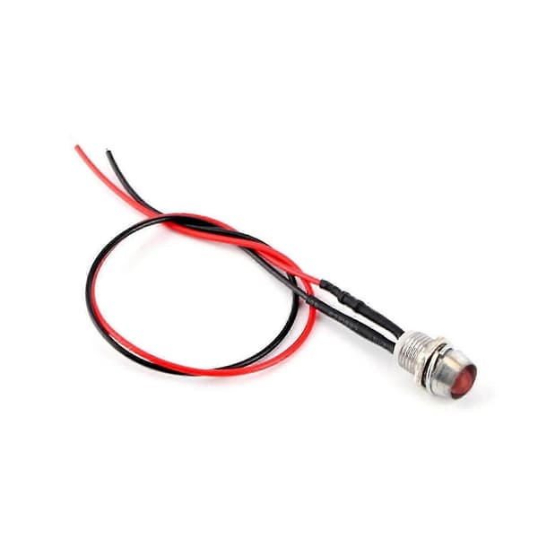 12V 8mm rød LED-panelindikatorlampe 4 stk. til bil varevogn instrumentbræt advarselslys