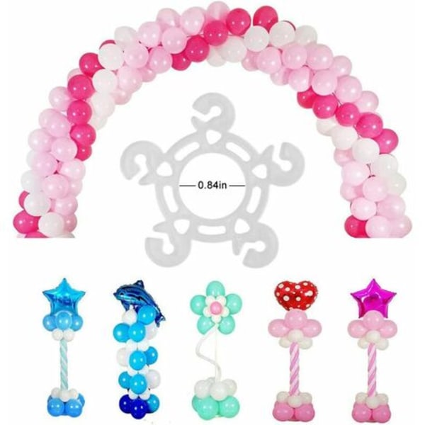 Ballongklämmor (120 stycken), ballonganslutningar för att dekorera ballongbågar, ballongstångsfästen och ballongblommor