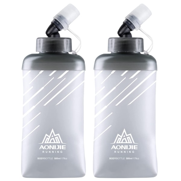 Vesipullo muovinen vesipullo, kaksi kokoontaitettavaa juoksevaa vesipulloa cover (hopeaharmaa) 420 ml