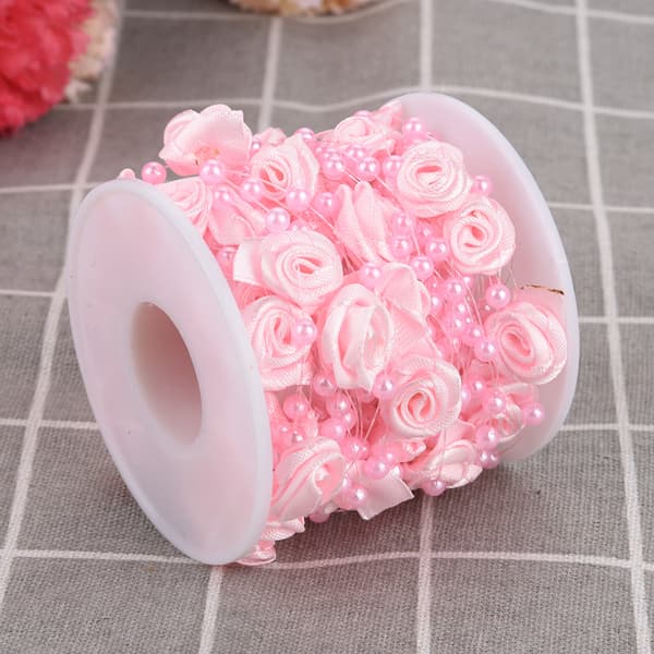 Rose Perleperler Garland String DIY Bryllupsdekorasjon 10m Rosa