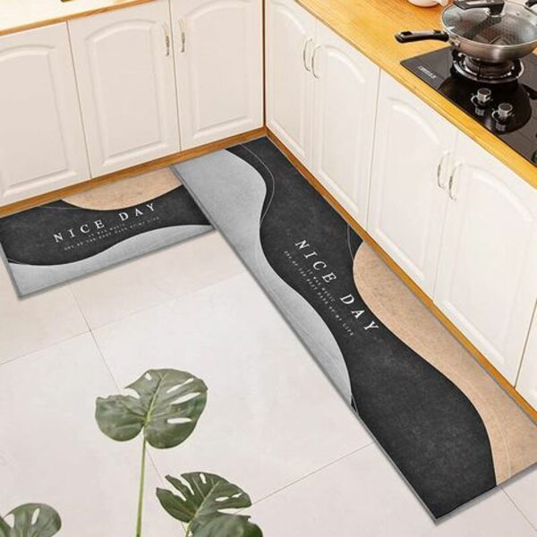 Set 2 liukumatonta keittiömattoa, matto pesualtaan lattiamaton edessä, keittiön imukykyinen, moderni kylpymatto ovimatto #1 40 x 60