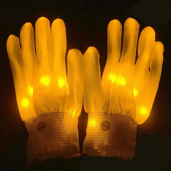 Led Blinkende hansker Glød 7 Modi Lyser Fingerbelysning Dans Rave Party Kids Yellow