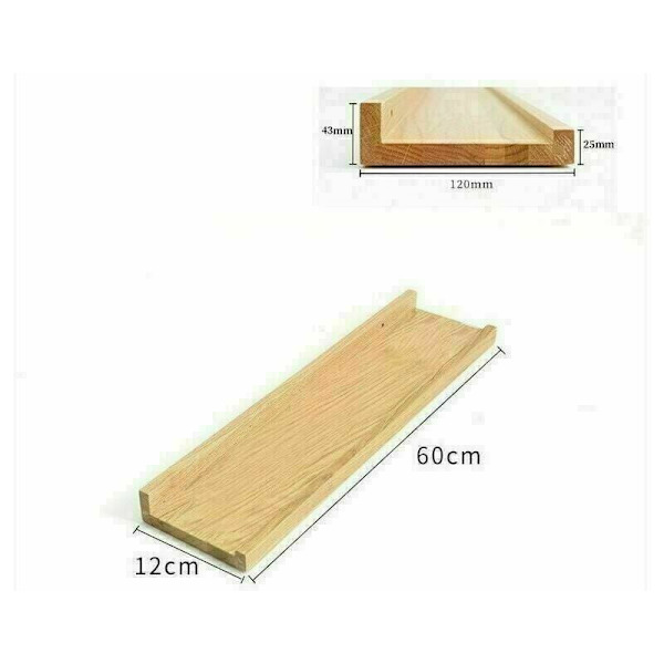 Flytende hylle, bad/stue/soverom/kjøkken dekorativ vegghylle, furufarget hylle (12*60 cm)