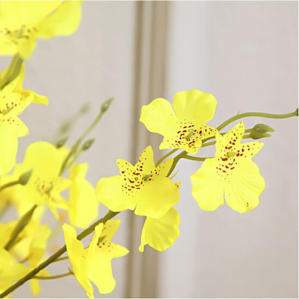 6stk lang gul gren ornament vårblomst simulering blomst dans orkide plast tørket blomst silke blomst simulering blomst,