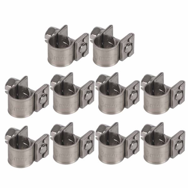 Mini drivstoffslangeklemmer i rustfritt stål, sortiment 10-pakning 6 mm til 20 mm
