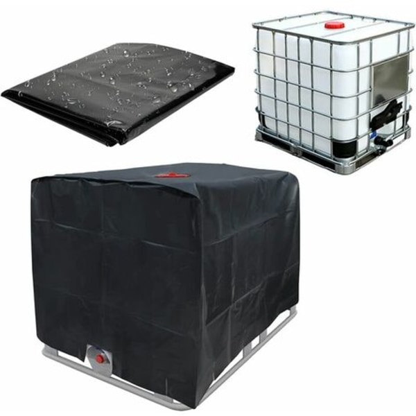 IBC Cover för 1000 l vattentank, cover för IBC-tank, regnvattentank (svart), 120×100×116, (Tank Ab