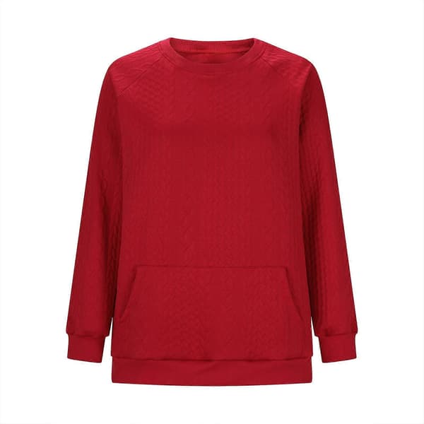Dame Oversized Sweatshirt Afslappet Langærmet Rund Hals Tekstureret Løs Pullover Efterårsskjorte med Lommer kaffe XXL coffee XXL