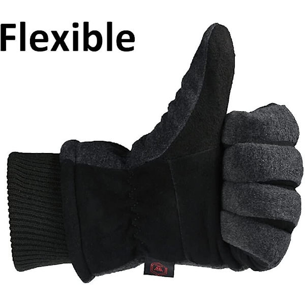 Vinterhandskar -30f Köldtäta thermal vattenbeständiga Deerskin Mockaläder och isolerad polarfleece för körning/cykling/löpning/vandring/snö Ski In