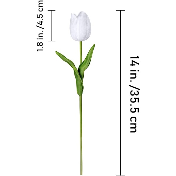 30 stk 14 tommer hvide imiterede latex tulipanblomster til bryllupsfest hjemmedekoration