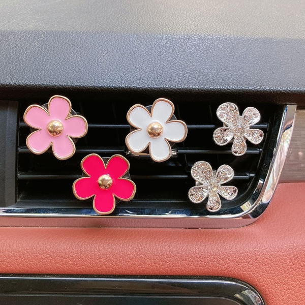 4st Daisy Flower Air Vent Clip Luftkondisjonering Outlet Clip Car rose