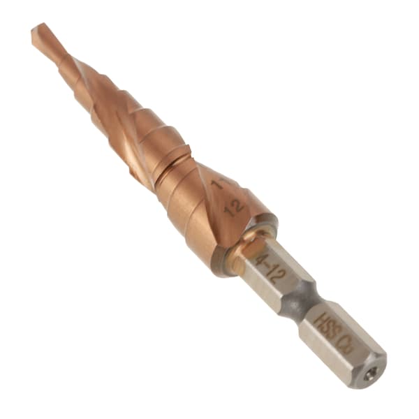 Snabbstål Hex Skaft Spiralspår Steg Kon Kobolt Borr 4-12mm
