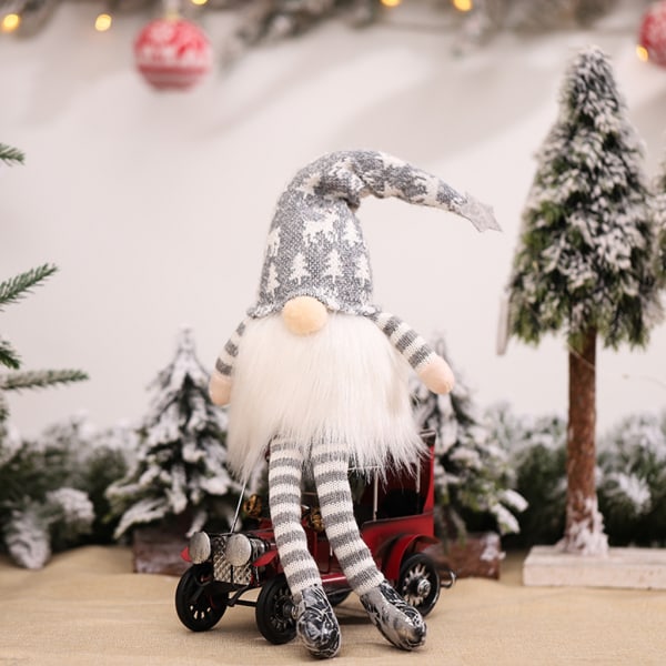 Christmas High Hat Dwarf Gnome for Doll Ornaments Belysning Söt tecknad Dwarf El Gray - A