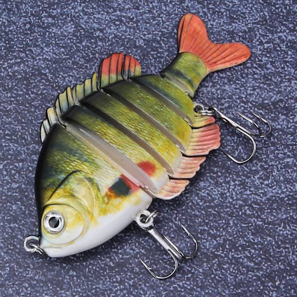 Bionic Multiple Segments Agnfisk Tilapia Form med Treble Krog Fiskegrej 8,5cm3#