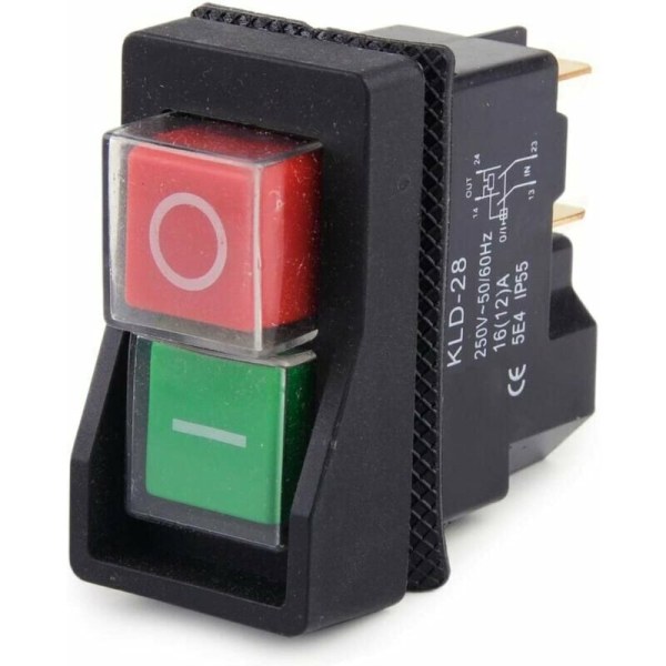 250 V IP55 KJD17 KLD28 4 Pin Start Stop On Volt 2BTN Power Off -kytkin, joka soveltuu korjaamokoneisiin (toimittaa Amazon),