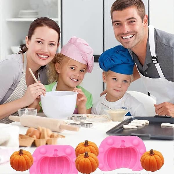 Par græskar silikoneforme, 3D Halloween græskar silikone fudgeforme, mini græskar silikoneforme