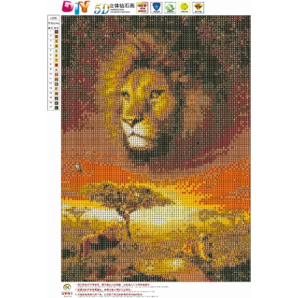 5D diamantmaling helrunde boresett Pasted Arts Crafts for Home Wall Decor Lion 30x40cm,