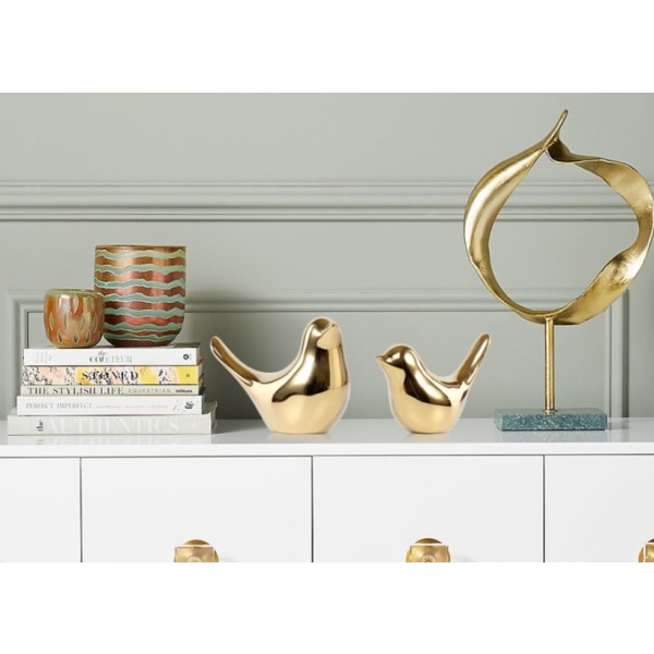 Golden Bird Statue Home Decoration Modern Style Statuer Dekorasjon Stue Soverom Studie Kontorskap