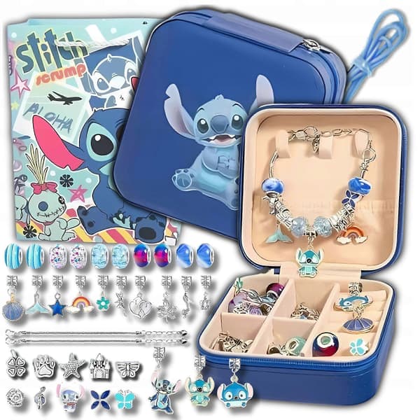 Perlesæt til at lave armbånd Charms Bead Lilo Stich[ht]