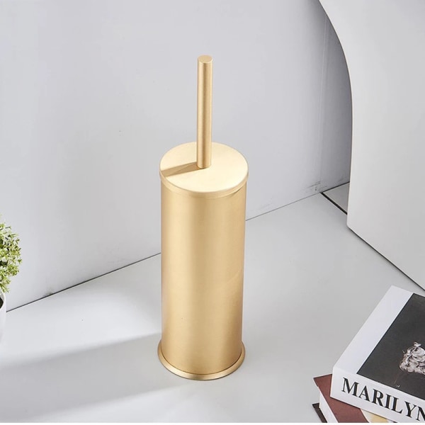 Aluminium Toalettborste och Hållare Set Badrumsrengöringsborste Hushåll för badrumsgolvrengöringstillbehör-guld