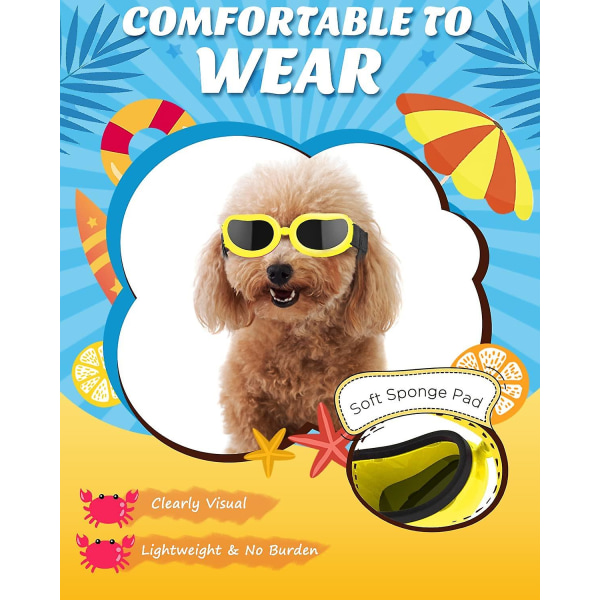 Hundetilbehør, justerbare stroppbriller for små hunder (gul)
