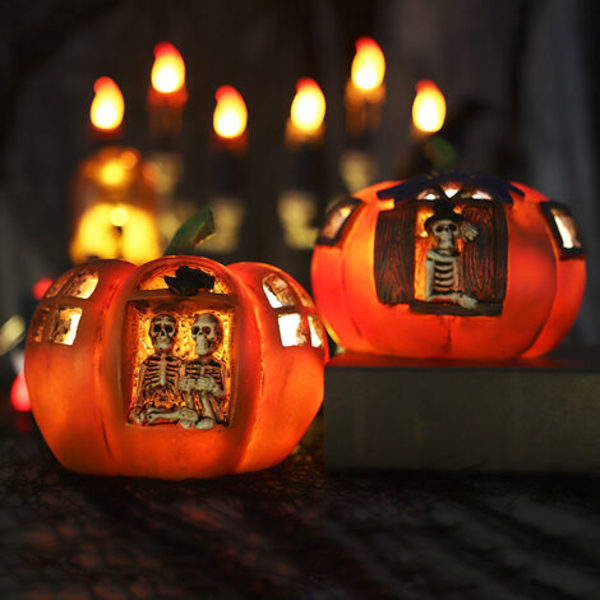 Halloween Outdoor String Lights, Halloween Jack-o-lantern Hartsikallo Istuva Jack-o-Lyhty Puutarhan koristekallo (Ty