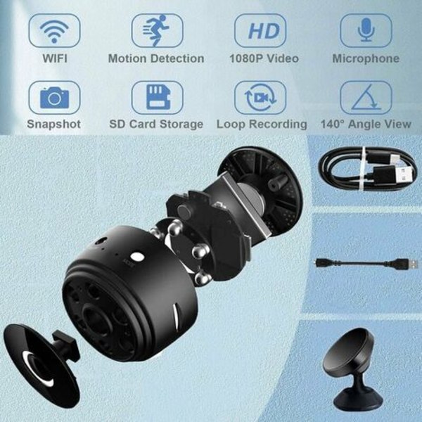 Mini Wireless Spy Camera HD 4K WiFi säädettävän resoluution turvakamera, jossa on pimeänäkö ja liiketunnistin Shoille
