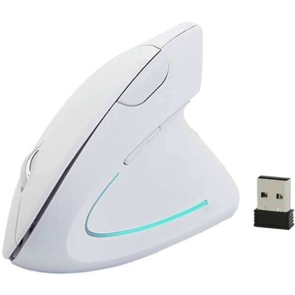 1 st uppladdningsbar ergonomisk mus, 2,4 GHz trådlös vertikal mus torr batteri modell vit