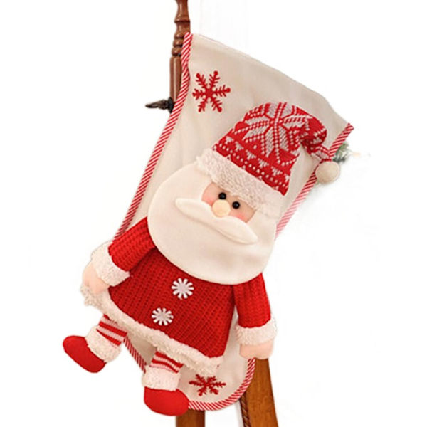 Tredimensionell stickad juldekoration gammal man snögubbe presentpåse Julgransdekoration godispåse (borstad gubbe),