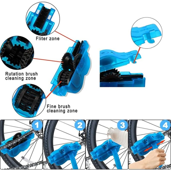 Cykelrengöringssats 8 delar cykelrengöringssats med borste och kedjerengöring för kedjor/vevar/däck/kuggar Lämplig för verktyg
