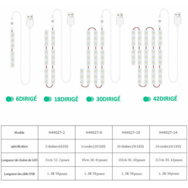 Led sminkespeil lys Dimbar berøringskontroll sminkespeil lys lys baderomsspeil med usb kabel led strip lys