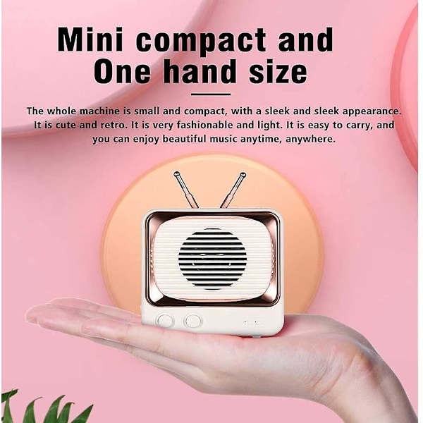 Retro Bluetooth högtalare Minikort Trådlös Subwoofer Rosa,