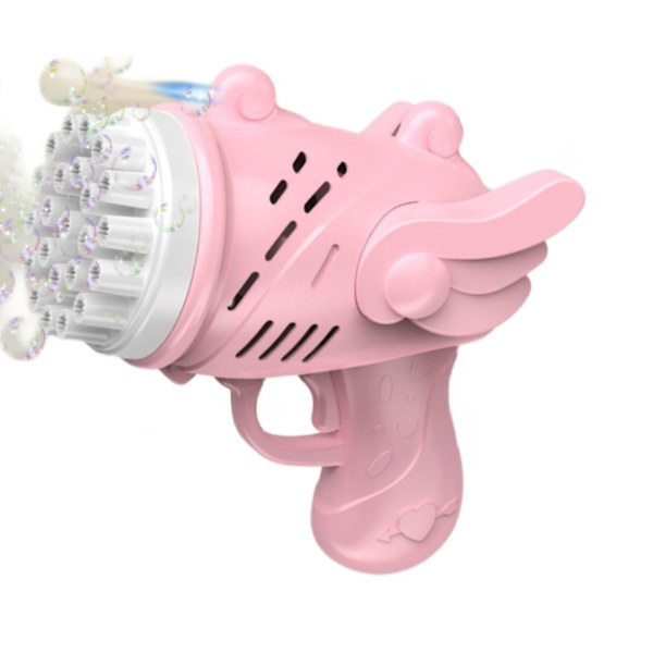 Manuelt blæsende boblelegetøj til børn med 23 hullers engleboblemaskine (pink light version en taske)