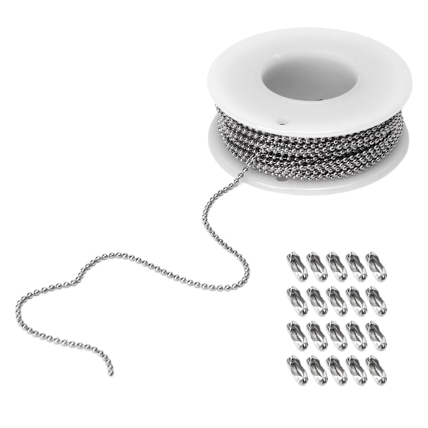 Cuttable Ball Chain in Rustproof 304 Stainless Steel - Silver Bead Chain with Clasp for DIY Necklace Making - Ideal for Cross-Border Operations