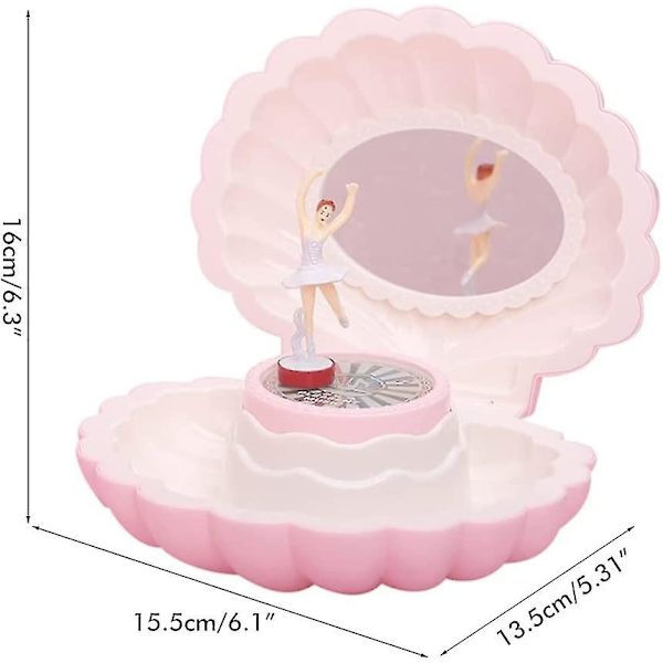 Shell Shape Ballet Pige Musikdåse Med Lys Klassisk Retro Melodi Gave Til Fødselsdage Helligdage Bryllup og fester Dekoration (pink) (1 stk.
