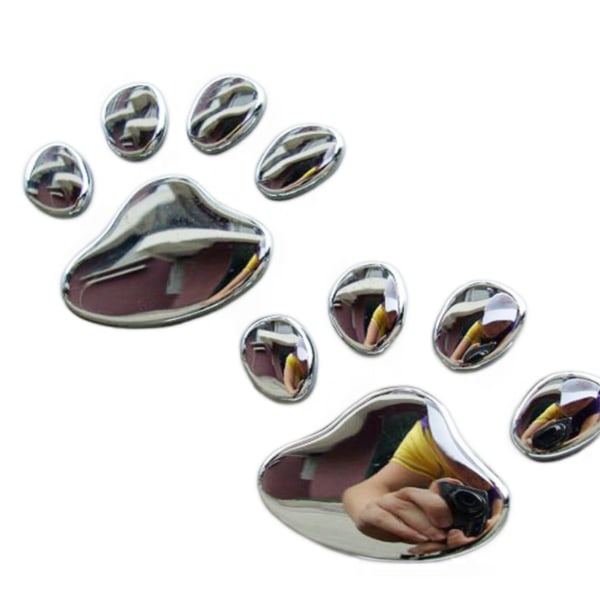 Bear Paw Dog Footprint Bilklistermærker Bilklistermærker Personlighedsstribeklistermærker Kreative klistermærker (sølv)