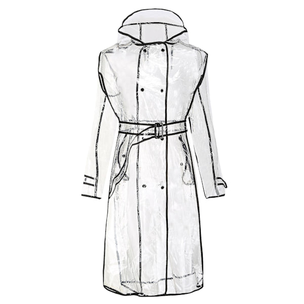 Svart bälte Transparent Regnrock Windbreaker Cape Xl