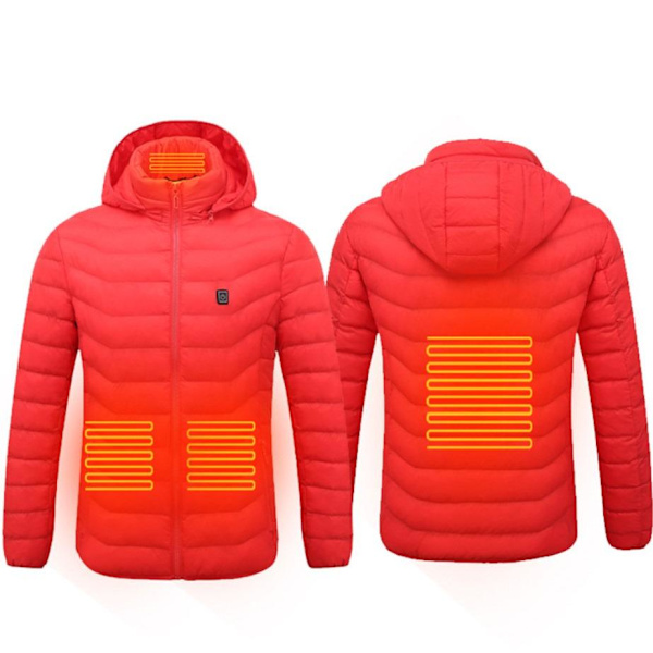 Vinter utendørs varm elektrisk oppvarming Coat, 4 varmesoner red L