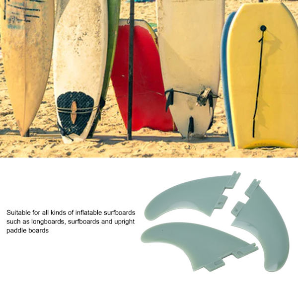 Surfbräda stjärtfena PVC-material automatisk vattendelande fena i tre set (grön)